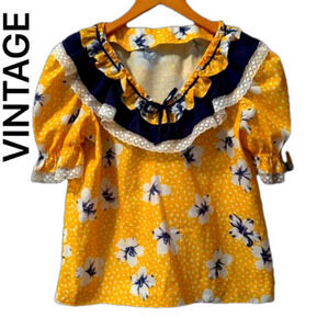 Vintage Women Cottagecore Handmade Peter Pan Collar Short Sleeves Shirt …